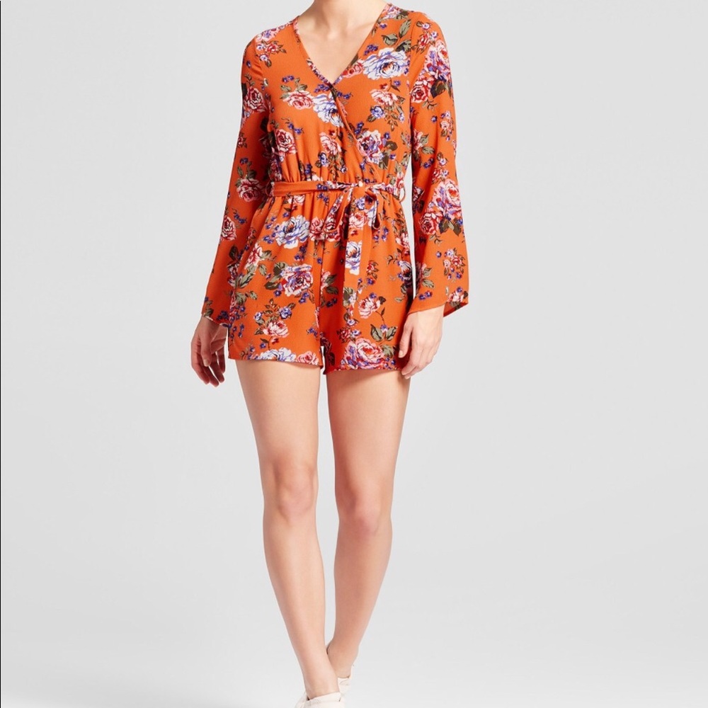 NWT Orange Floral Romper